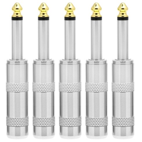 QWORK 1/4" TS Plug 6.35mm Mono Male Jack Connector, 5 Pcs Solder Type Audio Cable Repair DIY Accessory for Guitar, Speaker, Microphone in Kuwait