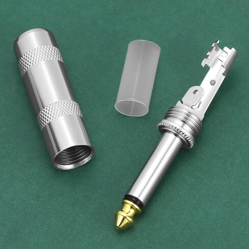 QWORK 1/4" TS Plug 6.35mm Mono Male Jack Connector, 5 Pcs Solder Type Audio Cable Repair DIY Accessory for Guitar, Speaker, Microphone in Kuwait