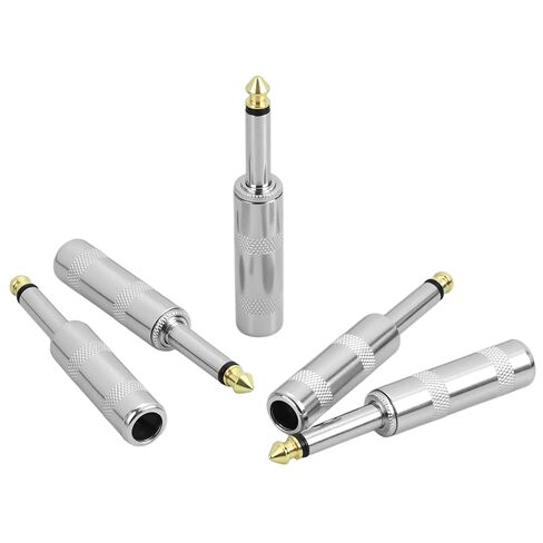 QWORK 1/4" TS Plug 6.35mm Mono Male Jack Connector, 5 Pcs Solder Type Audio Cable Repair DIY Accessory for Guitar, Speaker, Microphone in Kuwait