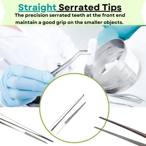 Stainless Steel General - Purpose Forceps with Fine Precision Tips - Assembly Tools (Straight Tips - 8") in Kuwait
