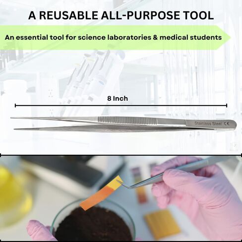 Stainless Steel General - Purpose Forceps with Fine Precision Tips - Assembly Tools (Straight Tips - 8") in Kuwait