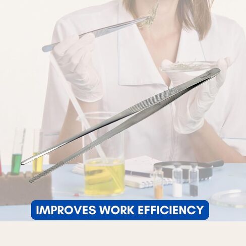 A2ZSCILAB 7Pcs General Application Lab Forceps Multipurpose Tweezers Set Includes 4.5", 5", 5.5", 6", 8", 10", 12" Pincers with Blunt Serrated Broad Strong Tips, Stainless Steel in Kuwait