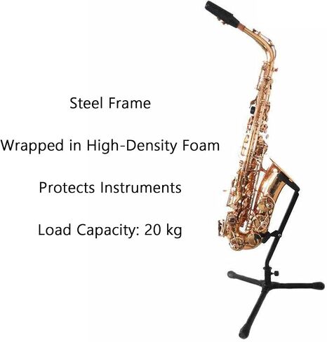 Alto/Tenor Saxophone Stand,Portable Folding Saxophone Stand,Musical Instrument Accessories,with Non-Slip Feet and Padded Holder,for Stage and Travel in Kuwait
