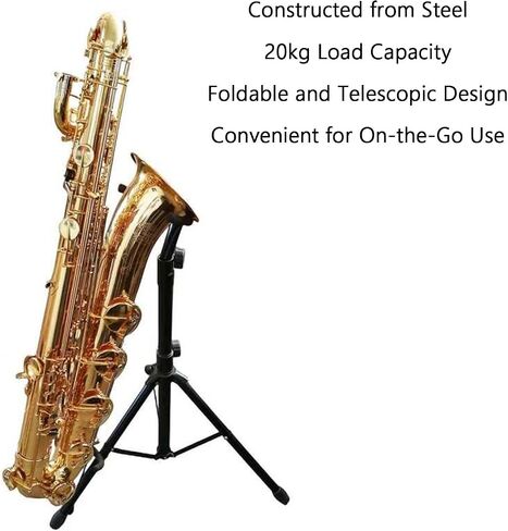 Alto/Tenor Saxophone Stand,Adjustable Metal Sax Tripod Holder Rack,with Non-Slip Feet and Padded Holder,for Live Performance Travel in Kuwait
