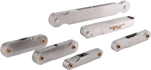 6 Pcs Stainless Steel Radius Gauge with Feeler Gauge Set Arc Radius Fillet Gauge and 0.04-0.88mm Space Measure Tool in Kuwait