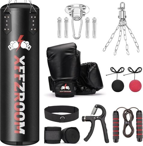 Punching Bag for Adults, 4FT PU Heavy Boxing Bags with Chain Ceiling Hook, Hanging Punching Bag Set for MMA Karate Kickboxing Muay Thai Home Gym Training, Unfilled in Saudi Arabia