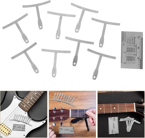 Toddmomy 10-Piece Guitar Luthier Tool Set Understring Radius Gauge Ruler String Action Gauge Precision Measurement for Guitar Setup and Maintenance in Kuwait