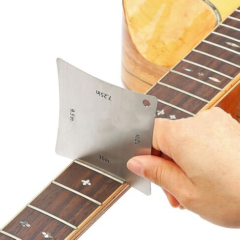 7.25‑12 Inch Guitar Radius Gauge, 4 in 1 Stainless Steel Guitar Fretboard Radius Gauge Fingerboard Saddle Nut Measuring Tool for Guitars, Basses, Banjos, Ukuleles in Kuwait