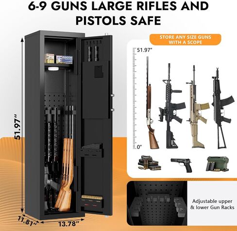 KAER 6 Gun Safe for Rifles and Pistols,Gun Cabinets, Gun Safes for Home Rifles and Shotguns,Electronic Rifle Safe with Removable Shelf and Gun Rack (No Assembly Required) in Saudi Arabia