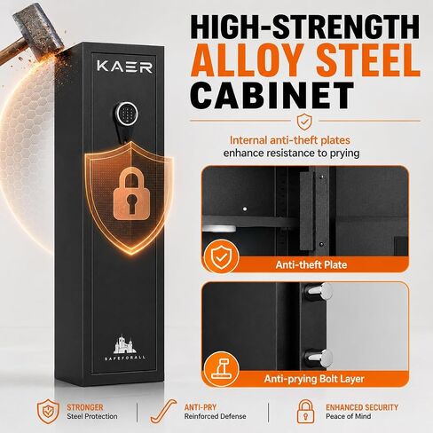 KAER 6 Gun Safe for Rifles and Pistols,Gun Cabinets, Gun Safes for Home Rifles and Shotguns,Electronic Rifle Safe with Removable Shelf and Gun Rack (No Assembly Required) in Saudi Arabia