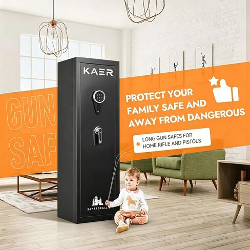 KAER 6 Gun Safe for Rifles and Pistols,Gun Cabinets, Gun Safes for Home Rifles and Shotguns,Electronic Rifle Safe with Removable Shelf and Gun Rack (No Assembly Required) in Saudi Arabia