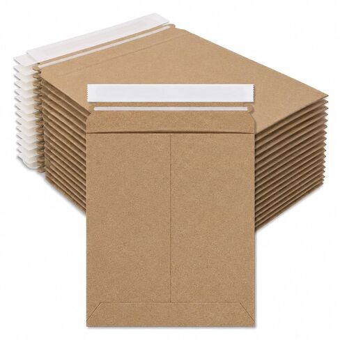 BOX USA Rigid Mailers 7" x 9" (100-Pack) - Kraft Mailer Envelopes for Photos, Greeting Cards, Collectible Cards - Stay Flat in Kuwait