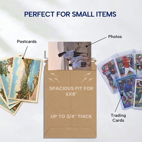 BOX USA Rigid Mailers 7" x 9" (100-Pack) - Kraft Mailer Envelopes for Photos, Greeting Cards, Collectible Cards - Stay Flat in Kuwait