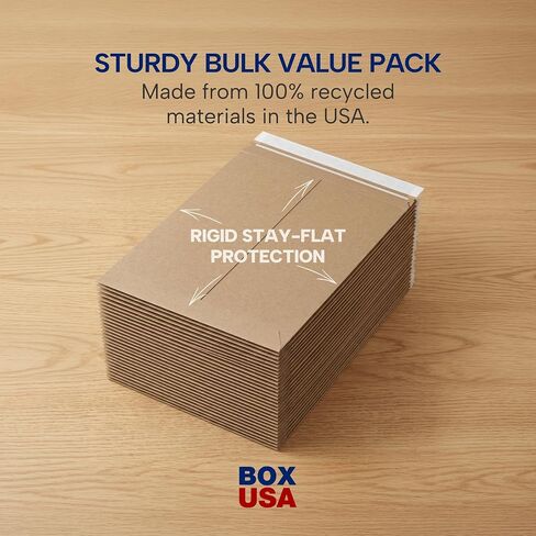 BOX USA Rigid Mailers 7" x 9" (100-Pack) - Kraft Mailer Envelopes for Photos, Greeting Cards, Collectible Cards - Stay Flat in Kuwait