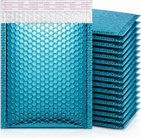 25Pack Bubble Mailers, Metallic Bubble Padded Envelope Mailer, Waterproof Bubbles Padded Mailer, Self Seal Shipping Envelope for Jewelry Makeup Small Business Mailing, Inner Size 6.3x9in, Blue in Kuwait