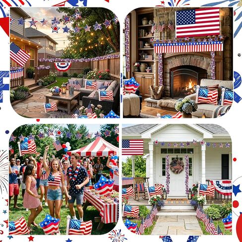 4th of July Golf Cart Decorations: Golf Cart Decorations Kit with Star Banner Tinsel Garland Pleated Fan Flag Backdrop Balloons Patriotic Golf Cart Decor for Parade Independence Day Memorial Day in Kuwait