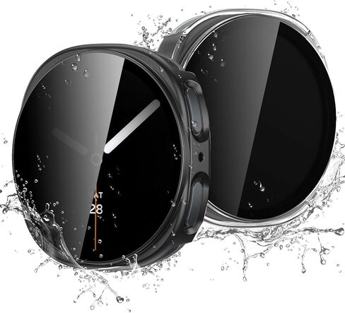 Easuny 2 Pack Waterproof Privacy Case with Tempered Glass Screen Protector for Samsung Galaxy Watch 9/8 44mm, Overall Protection Anti-Slip Scratch-Resistant Cover for Galaxy Watch9 Watch8 in Saudi Arabia