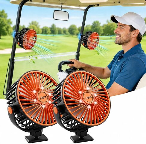 Roykaw Magnetic Golf Cart Fan with LED Light, 24+ Hours Long Runtime, Strong Airflow Rechargeable Fan with Ultra-strong Magnet, Portable Fan for Golf Cart, Gym and More, 1 PC in Kuwait