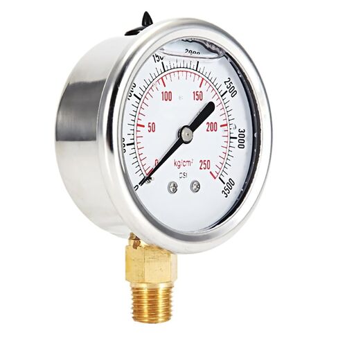 1pc Fuel Pressure Gauge Fuel Pressure Liquid Filled Gauge Stainless Steel Hydraulic Liquid Filled Fuel Pressure Gauge 0-3500 PSI in Saudi Arabia