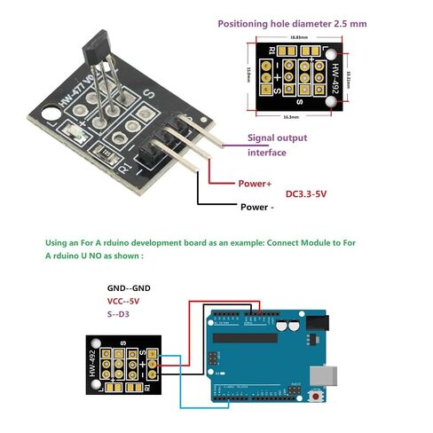 6Pcs Hall Effect Magnetic Sensor Module A3144 Hall Effect Sensor for Arduino PIC AVR Smart Cars DC 5V in Kuwait