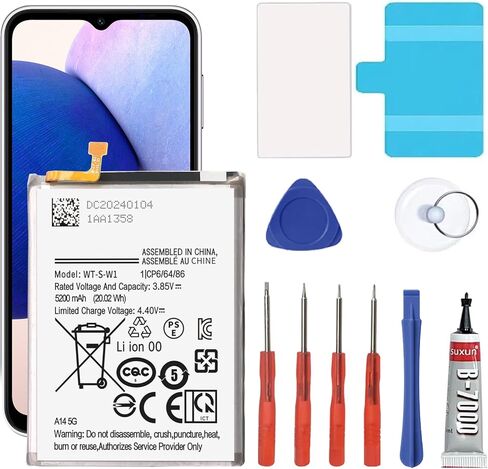 بطارية Galaxy A54 5G & A34 5G، بطارية بديلة بقدرة 5500 مللي أمبير في الساعة EB-BA546ABY لهاتف Samsung Galaxy A54/A34 مع مجموعة أدوات إصلاح الشريط اللاصق in Kuwait