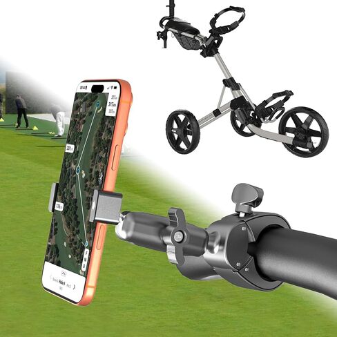 حامل هاتف Charchendo Golf Push Cart [بدون اهتزاز] لمقود 0.7 بوصة - 1.78 بوصة | مشبك هاتف معدني عميق 0.7 بوصة للهواتف المحمولة مقاس 4-7 بوصة والهواتف الذكية ذات الحافظة السميكة، يناسب جميع عربات الجولف، Clicgear، Sun Mountain in Kuwait