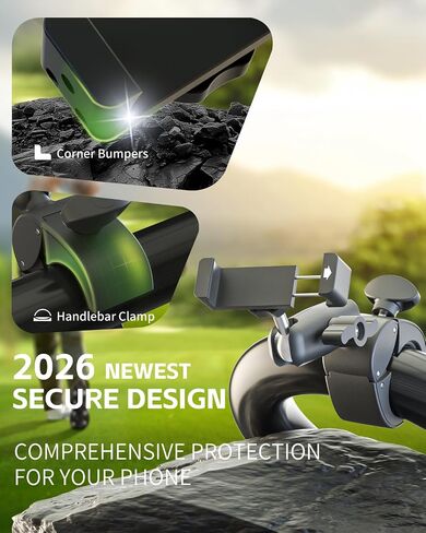 حامل هاتف Charchendo Golf Push Cart [بدون اهتزاز] لمقود 0.7 بوصة - 1.78 بوصة | مشبك هاتف معدني عميق 0.7 بوصة للهواتف المحمولة مقاس 4-7 بوصة والهواتف الذكية ذات الحافظة السميكة، يناسب جميع عربات الجولف، Clicgear، Sun Mountain in Kuwait