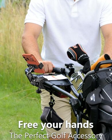 حامل هاتف Charchendo Golf Push Cart [بدون اهتزاز] لمقود 0.7 بوصة - 1.78 بوصة | مشبك هاتف معدني عميق 0.7 بوصة للهواتف المحمولة مقاس 4-7 بوصة والهواتف الذكية ذات الحافظة السميكة، يناسب جميع عربات الجولف، Clicgear، Sun Mountain in Kuwait