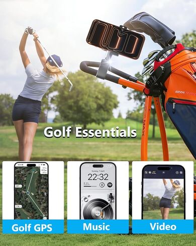 حامل هاتف Charchendo Golf Push Cart [بدون اهتزاز] لمقود 0.7 بوصة - 1.78 بوصة | مشبك هاتف معدني عميق 0.7 بوصة للهواتف المحمولة مقاس 4-7 بوصة والهواتف الذكية ذات الحافظة السميكة، يناسب جميع عربات الجولف، Clicgear، Sun Mountain in Kuwait