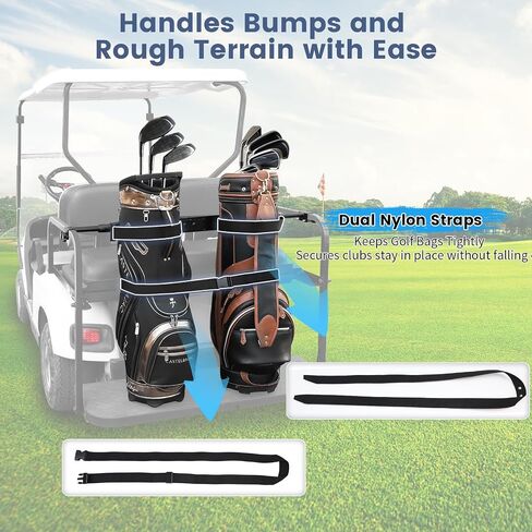 Golf Cart Bag Holder Bracket Upgraded Metal Attachment for 2+2 Rear Seat with 1 Inch Square Rail Golf Cart, No Drilling Required Golf Bag Rack for EZGO Club Car Yamaha Included All Hardware in Kuwait