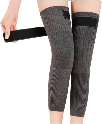 Wool Knee Pads Support Brace Winter Warm Thermal Knee Warmers Sleeve for Pain Relief Ski Cycling Running for Ski Cycling(Gold Velvet-Black,M) in Kuwait