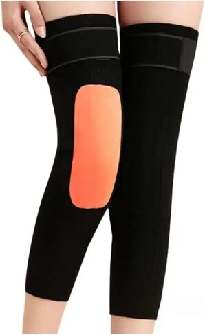 Wool Knee Pads Support Brace Winter Warm Thermal Knee Warmers Sleeve for Pain Relief Ski Cycling Running for Ski Cycling(Gold Velvet-Black,M) in Kuwait