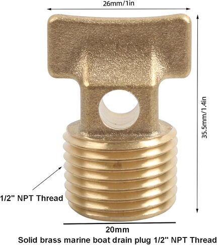 Heavy Duty Brass Boat Drain Plug 1/2" NPT Garboard Drain Plug in Kuwait