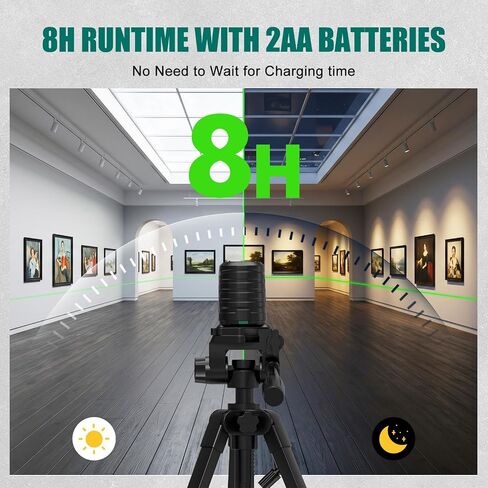 مستوى ليزر HYCHIKA مع حامل ثلاثي القوائم ذاتي التسوية 360 درجة، ليزر نيفل بخط متقاطع أخضر مع حامل ثلاثي القوائم 26 بوصة، أداة تسوية ليزر لتعليق الصور DIY وتجديد بلاط الأرضية من الدرجة الثانية، <1 ميجا واط in Kuwait