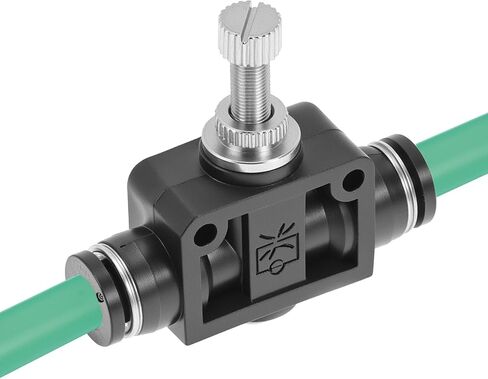 QWORK 1/4 Copper Air Flow Control Valve with Push-to-Connect Fitting, 1/4" Tube OD, Union Pneumatic Speed Control Flow Controller, 5 Pack in Kuwait