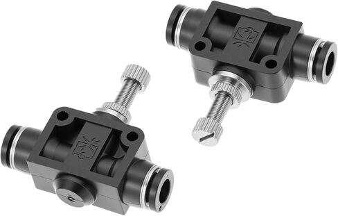 QWORK 1/4 Copper Air Flow Control Valve with Push-to-Connect Fitting, 1/4" Tube OD, Union Pneumatic Speed Control Flow Controller, 5 Pack in Kuwait