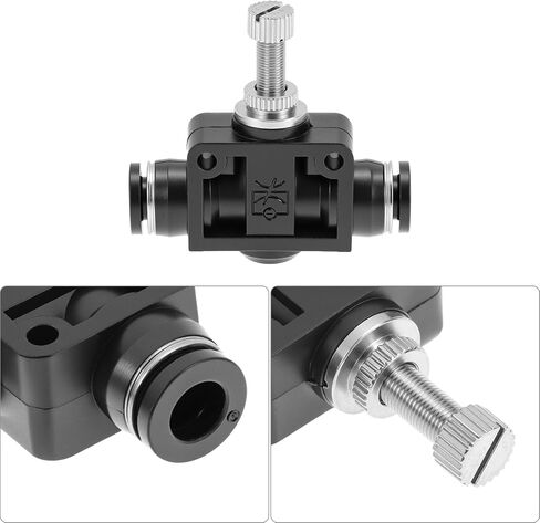 QWORK 1/4 Copper Air Flow Control Valve with Push-to-Connect Fitting, 1/4" Tube OD, Union Pneumatic Speed Control Flow Controller, 5 Pack in Kuwait