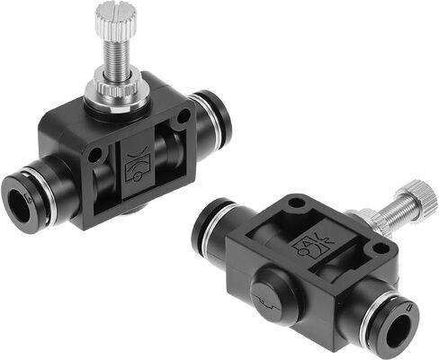QWORK 1/4 Copper Air Flow Control Valve with Push-to-Connect Fitting, 1/4" Tube OD, Union Pneumatic Speed Control Flow Controller, 5 Pack in Kuwait