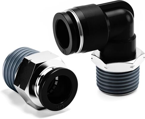 Pneumatic 1/2 Push to Connect Fittings Male Thread Elbow and Straight Combination Air Line Quick Connect Fittings 1/2"OD x 1/2"NPT Quick Connect Air Hose Fittings (Pack of 12) in Kuwait