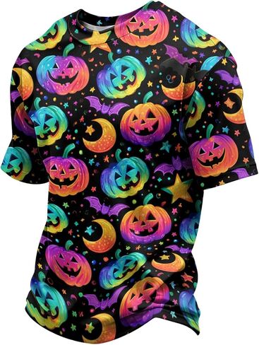 Mens Halloween Shirts Scary Ghosts Prints Halloween Tops Fashion Crewneck Short Sleeve Halloween Graphic Tees in Kuwait