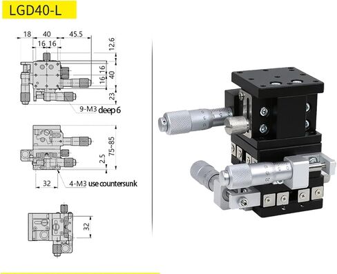 XYZ Axis 40x40 LGD40-L Fine Tuning Trimming Station Manual Displacement Platform Linear Stage Sliding Table Steel Ball Type in Kuwait