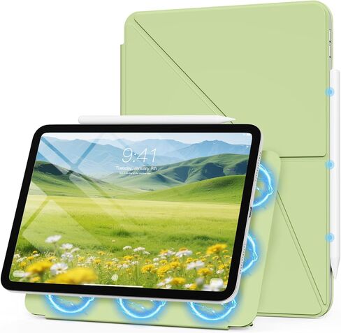 لـ iPad (A16) الحادي عشر من الجيل العاشر CASE 11/10.9 بوصة مع حامل القلم الرصاص 2025/2022 ، غطاء واقعي Slim Trifold Stand ، غطاء هجين مع ظهر TPU ناعم ، وردي in Kuwait