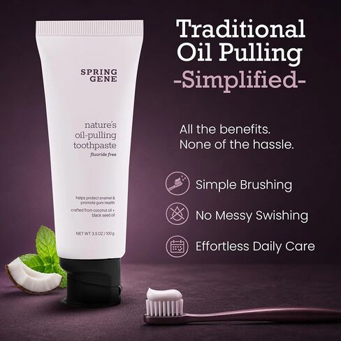 Natural Coconut & Hydroxyapatite Toothpaste | Fluoride Free | Non-Mint Oil Pulling Toothpaste with Natural Oils, Hydroxyapatite, for Whitening Support, Enamel & Fresh Breath in Kuwait