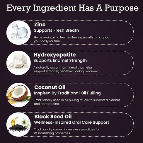 Natural Coconut & Hydroxyapatite Toothpaste | Fluoride Free | Non-Mint Oil Pulling Toothpaste with Natural Oils, Hydroxyapatite, for Whitening Support, Enamel & Fresh Breath in Kuwait