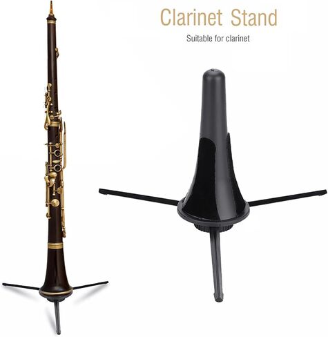 Portable Clarinet Oboe Stand, Detachable and Foldable Tripod Holder, Compact Design Black Instrument Stand Accessory for Band Practice in Kuwait