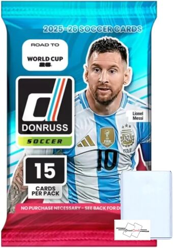 2025-2026 Donruss Road to World Cup Soccer Blaster Pack with 15 Total Trading Cards + Toploader and StreetCards Magnet! Look for Kaboom! in Kuwait