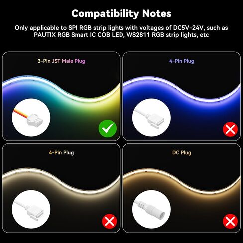 PAUTIX Bluetooth Music Pixel Smart LED Controller SP668E، لـ WS2811 WS2812 SM16703 شريط LED ملون قابل للعنونة بكسل ضوء DC5V-24V APP / RF للتحكم عن بعد (ليس لشريط RGB LED بدون IC الذكي) in Kuwait