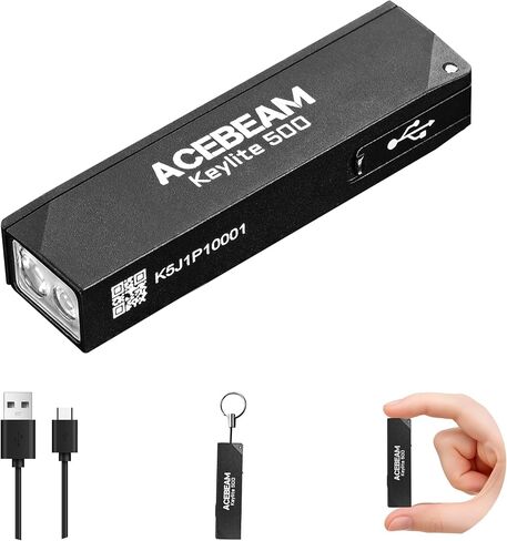 ACEBEAM Keylite 500 High Lumens Keychain Flashlight Rechargeable, Ultra-Compact Flat Pocket EDC Flashlight with Dual LEDs, 6 Modes, Type-C Charging, Small MINI Flash Light for Emergency, Home, Outdoor in Saudi Arabia