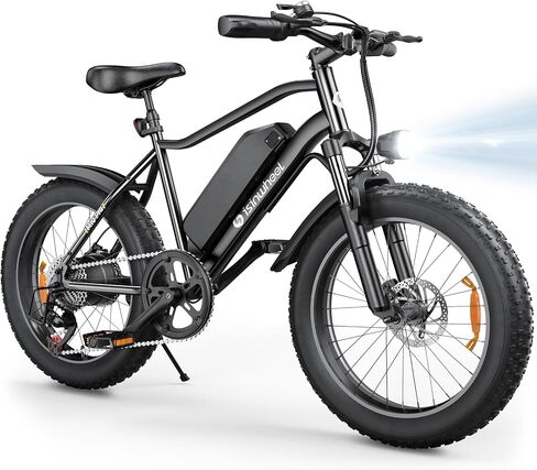 دراجة كهربائية isinwheel M10 Pro للبالغين، محرك ذروة 22 ميلاً في الساعة 1000 وات، دراجة جبلية مزدوجة التاج شوكة 10.4 أمبير، بطارية 35+ ميل، 7 سرعات، 20 × 4.0 إطار عريض للبالغين دراجات كهربائية in Kuwait