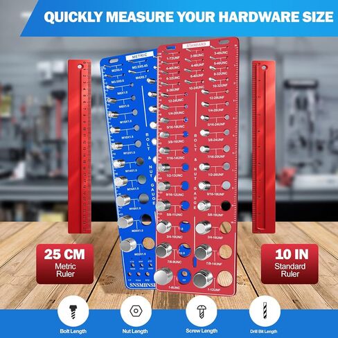 Upgrade Thread Checker, 80 Nut and Bolt Thread Checker 34 Standard and 26 Metric and 20 Drill Bit Gauge, Suitable for Nut Bolt Size Finder Classification in Kuwait